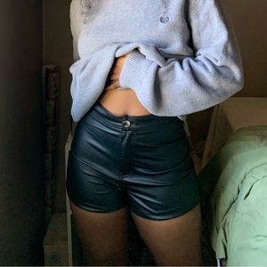 High waisted leather shorts